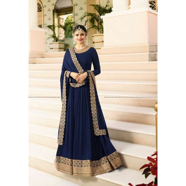 Navy Blue Floor Length Kaseesh Prachi Desai Anarakli Dress