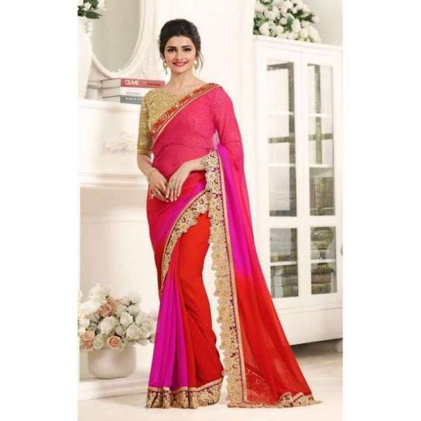 Pink Red Indian Wedding Saree 
