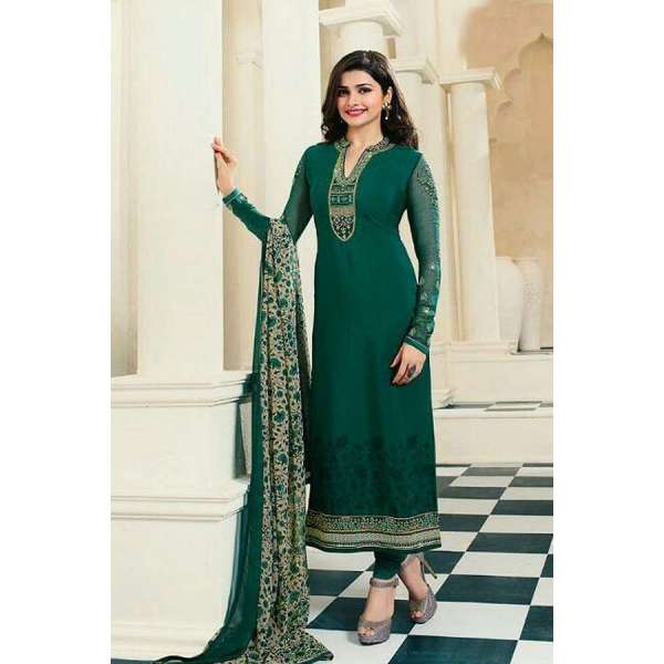 Green Crepe Summer Salwar Suit Royal Dress Material