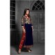 MS12012 Navy Blue With Red MAISHA MASKEEN Dress In Velvet Material
