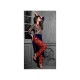 MS12012 Navy Blue With Red MAISHA MASKEEN Dress In Velvet Material