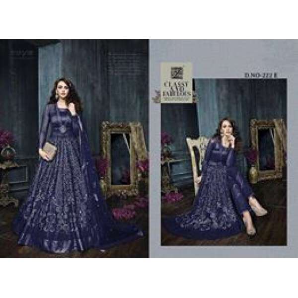 Blue Indian Anarkali Gown Elegant Evening Dress