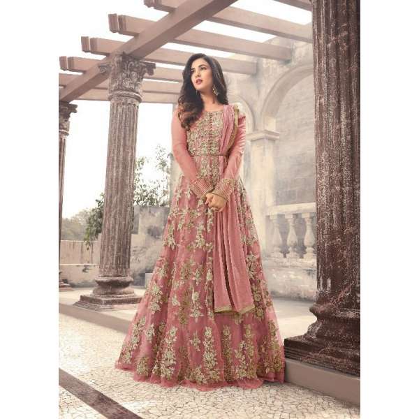 Peachy Pink Bridal Gown Indian Wedding Outfit