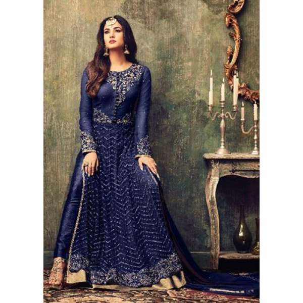 Navy Blue Party Dress Indian Designer Anarkali Salwar Suit