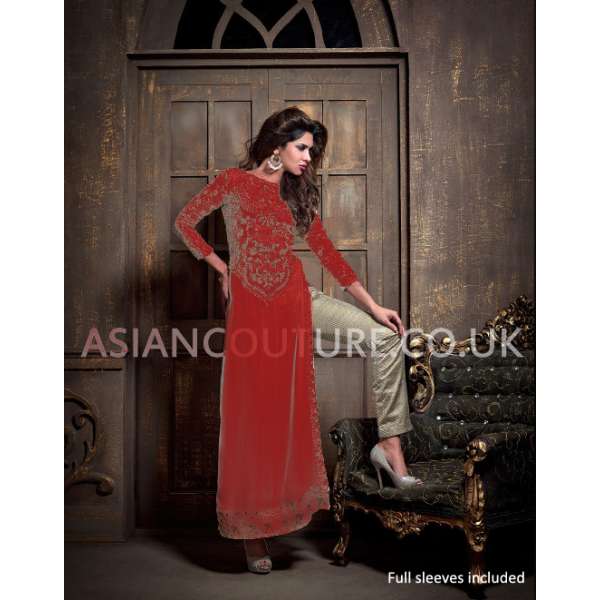Red Hot Dress Indian Embroidered Party Salwar Suit