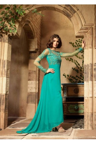 Turquoise Anarkali Suit Maisha Designer Dress