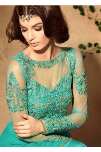 Turquoise Anarkali Suit Maisha Designer Dress