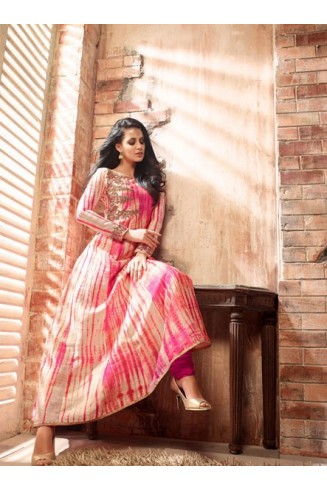 Pink & Yellow Long Maxi Indian Designer Anarkali Suit