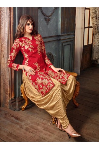 Red & Gold Patiala Suit Indian Punjabi Wedding Dress