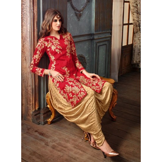 Red & Gold Patiala Suit Indian Punjabi Wedding Dress