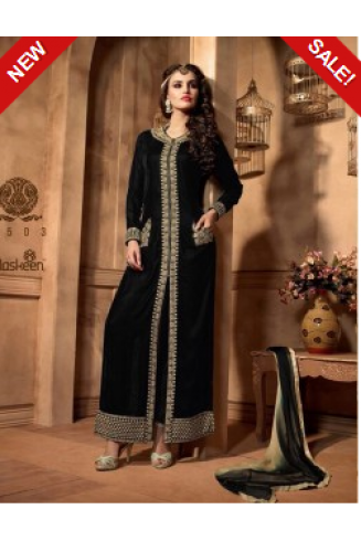 M2503 BLACK MAISHA MASKEEN VELVET SALWAR SUIT.