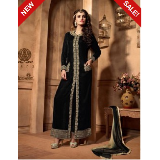 M2503 BLACK MAISHA MASKEEN VELVET SALWAR SUIT.