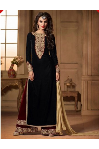 ZM2507 Black MAISHA MASKEEN VELVET SUIT.