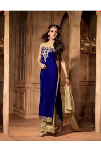 M2508 Blue MAISHA MASKEEN VELVET SUIT