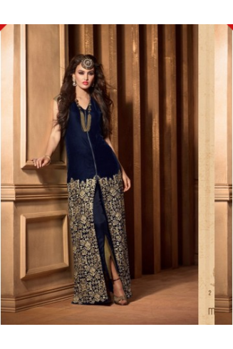 M2509 Dress Blue MAISHA MASKEEN VELVET SUIT.