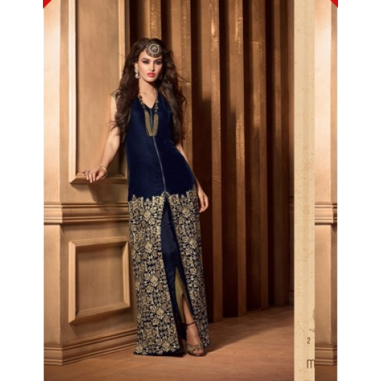 M2509 Dress Blue MAISHA MASKEEN VELVET SUIT.