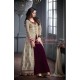Maroon Cream Maisha Silky Jacket Dress Party Suit 