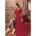 Red & Grey Anarkali Dress Front Slit Style Indian Gown