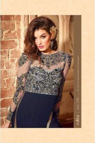 MN2702 SNORKEL BLUE MAISHA NEERJA GEORGETTE SUIT
