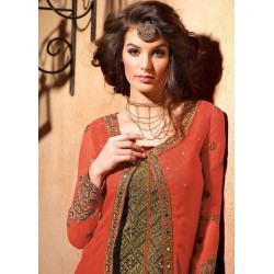 MN2703 FIESTA ORANGE MAISHA NEERJA JACKET STYLE GEORGETTE SUIT