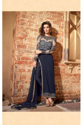 MN2702 SNORKEL BLUE MAISHA NEERJA GEORGETTE SUIT