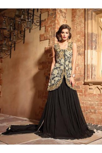 MN2706 BLACK MAISHA NEERJA GEORGETTE ANARKALI SUIT