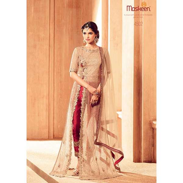 Brown & Red Wedding Suit Indian Designer Embroidered Party Wear