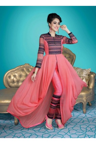 Pink Indian Punjabi Suit Georgette Party Dress