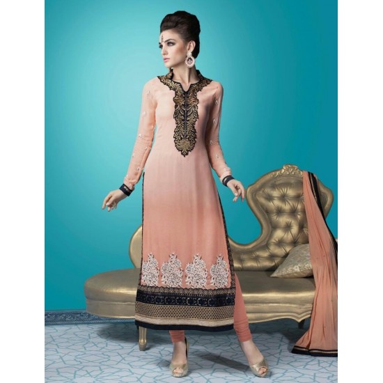 Peach Indian Party Suit Churidar Dress