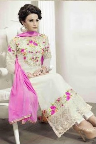 M18011 WHITE MEHAK PARTY WEAR GEORGETTE SALWAR KAMEEZ SUIT