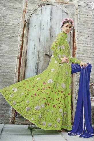 M24003 LIGHT GREEN MOHINI HEAVEY EMBROIDERED ANARKALI DRESS