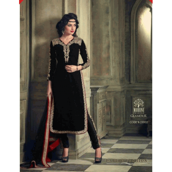 M23002 BLACK MOHINI GLAMOUR VELVET PARTY WEARS SUIT