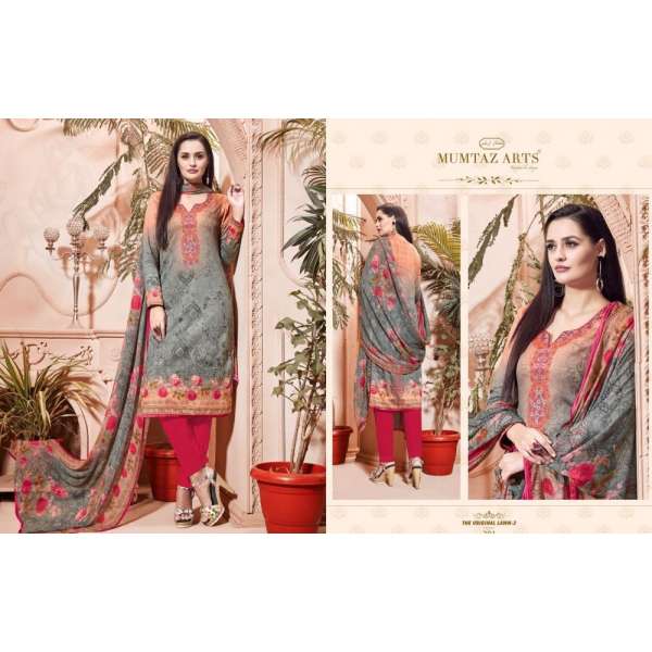 Grey Red Cotton Dress Pakistani Lawn Salwar Suit