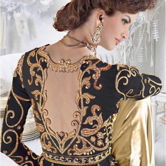 SAINX 12003-A  Z PLUS GOLD AND BLACK COLOUR LEHENGA DRESS