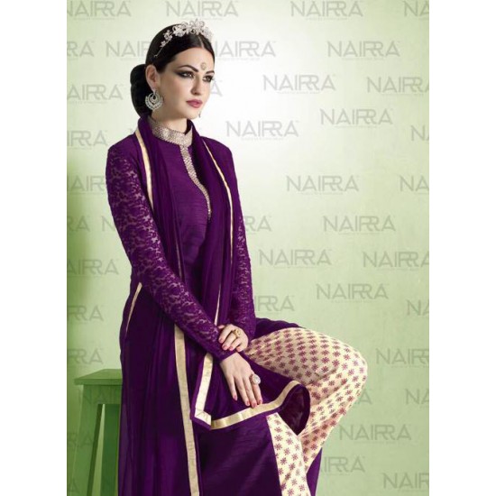 Purple Beige Indian Designer Long Dress 