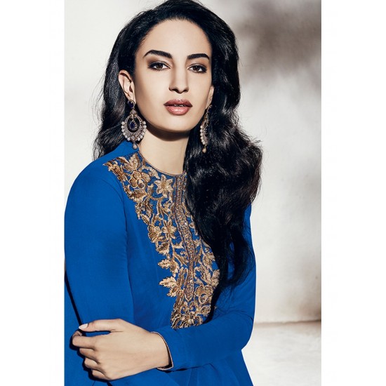 Royal Blue Embroidered Indian Shalwar Kamiz