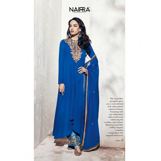 Royal Blue Embroidered Indian Shalwar Kamiz