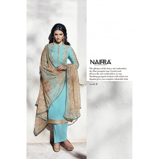 Sky Blue Pakistani Designer Wedding Salwar Suit 