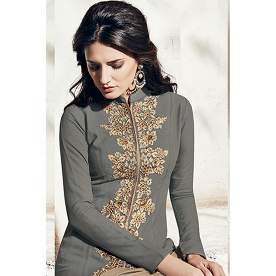 Grey Gold Western Ethnic Indian Shalwar Kamiz