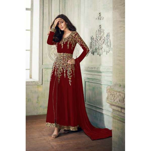 MAROON MODERN FRONT SLIT STYLE INDIAN DRESS