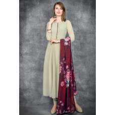 Natural Beige Long Dress Anarkali Suit