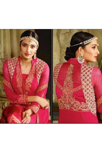 Pink Front Slit Dress Pant Suit Designer Wear