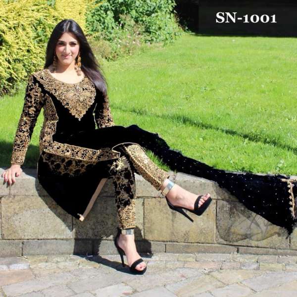 STUNNING NEW FAUX GEORGETTE SEMI STITCHED SALWAR SUIT ( DELIVERY IN 6 WEEKS )