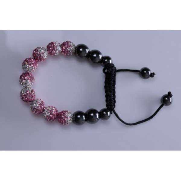 NEW STUNNING PINK AND WHITE TWO TONED CRYSTAL BALL BRACELET
