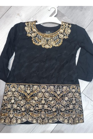 Black Embroidered Girls Readymade Suit