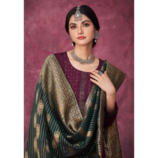 Burgendy Designer Ethnic Suit with Fancy Dupatta