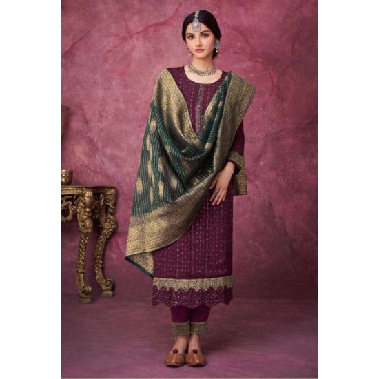 Burgendy Designer Ethnic Suit with Fancy Dupatta