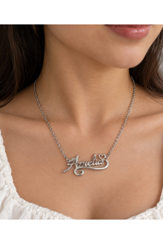 Amelia Personalized Silver Stainless Steel Name Necklace