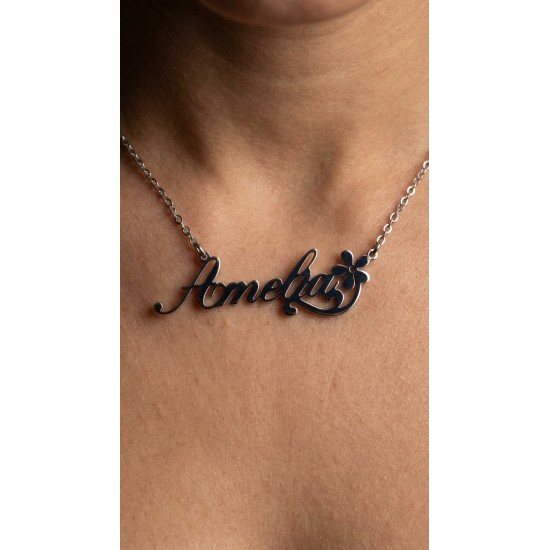 Amelia Silver Plated Personalised Flower Necklace