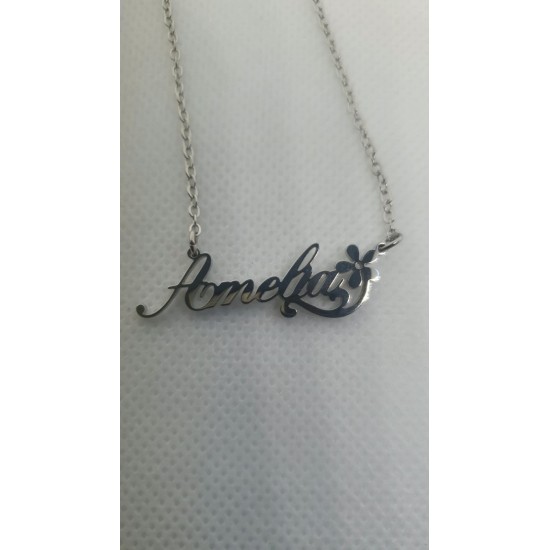 Amelia Silver Plated Personalised Flower Necklace